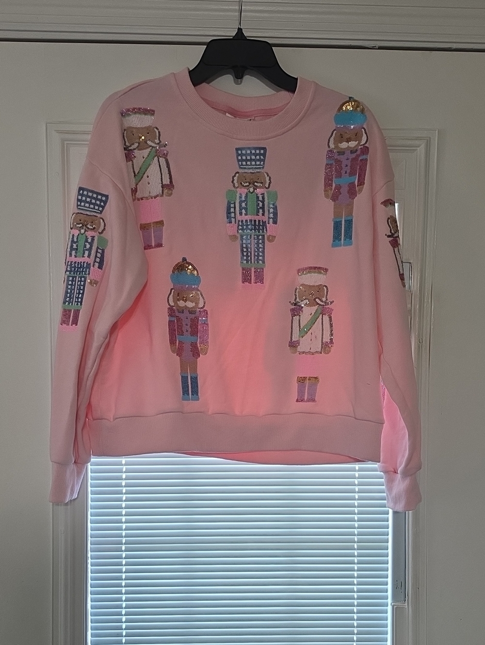 Pink Sequin Nutcracker Crewneck Sweater